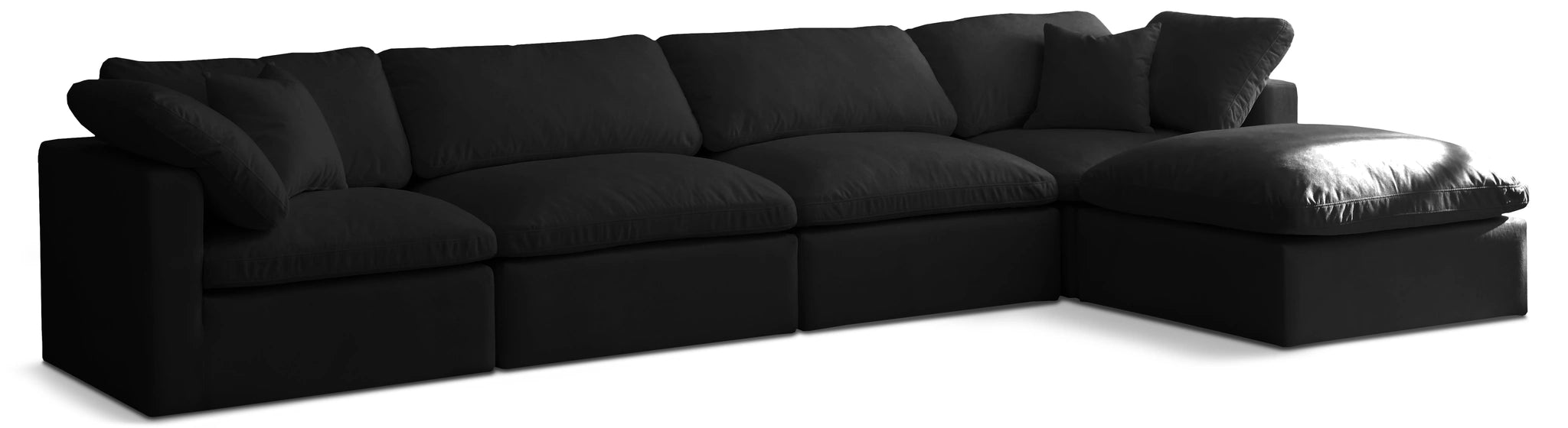Plush Black Velvet Standard Cloud Modular Sectional