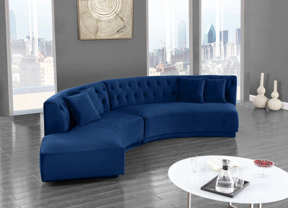 Kenzi Navy Velvet 2pc. Sectional