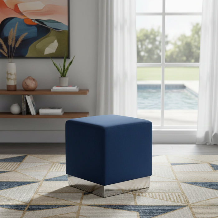 Jax Navy Velvet Ottoman/Stool