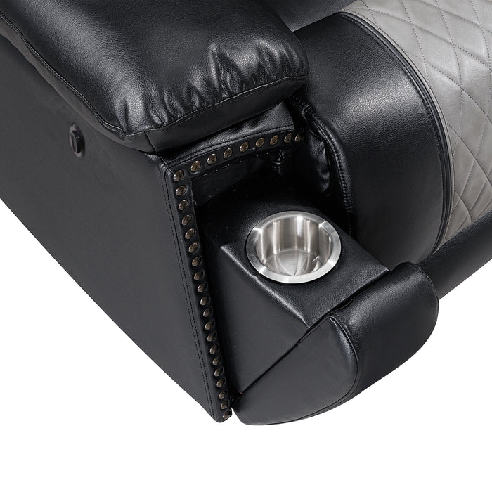 Nikko Console Loveseat W/Pwr Fr-Black/Gray