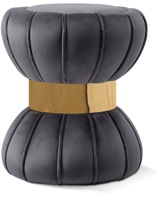 Vino Grey Velvet Ottoman/Stool