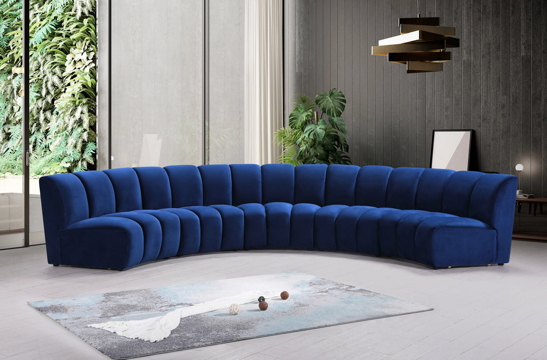 Infinity Navy Velvet 5pc. Modular Sectional