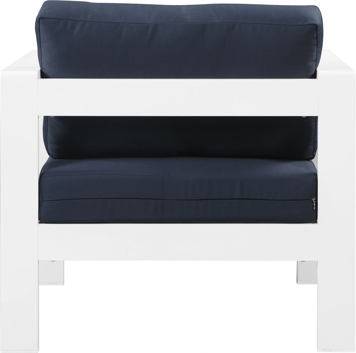 Nizuc Navy Waterproof Fabric Outdoor Patio Aluminum Arm Chair
