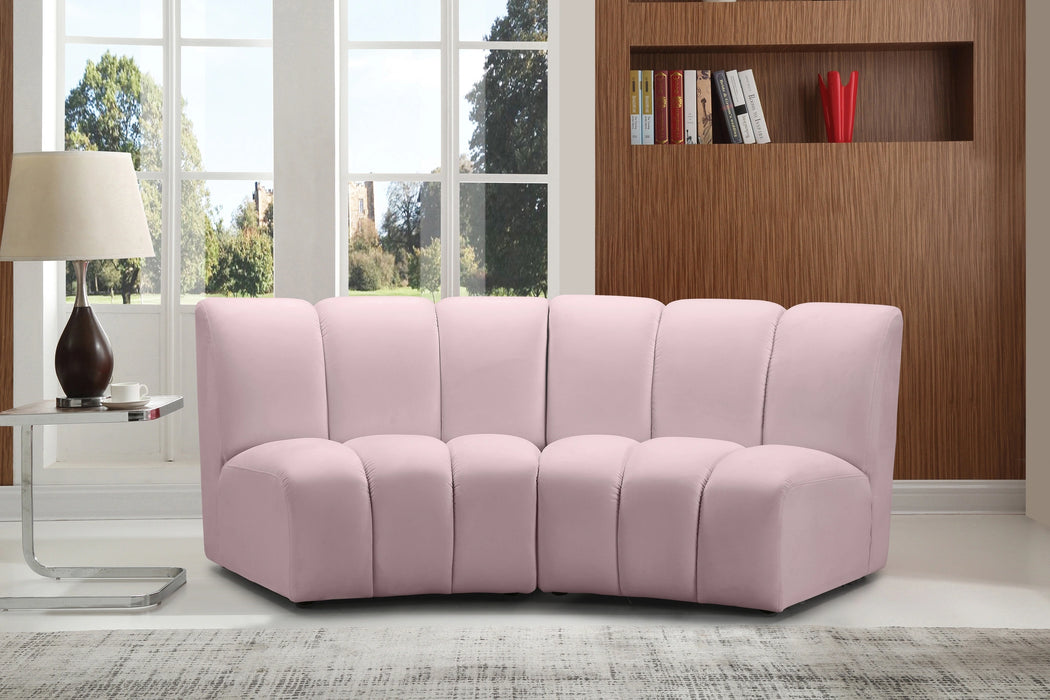 Infinity Pink Velvet 2pc. Modular Sectional