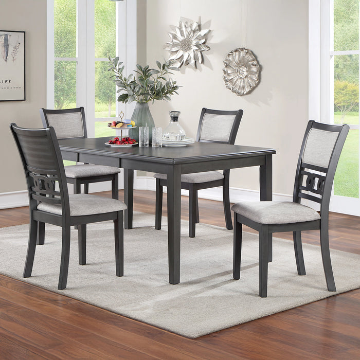 Gia 5 Pc 60" Dining Table & 4 Chairs-Gray