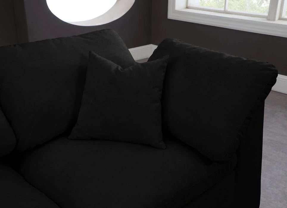 Cozy Black Velvet Cloud Modular Armless Sofa