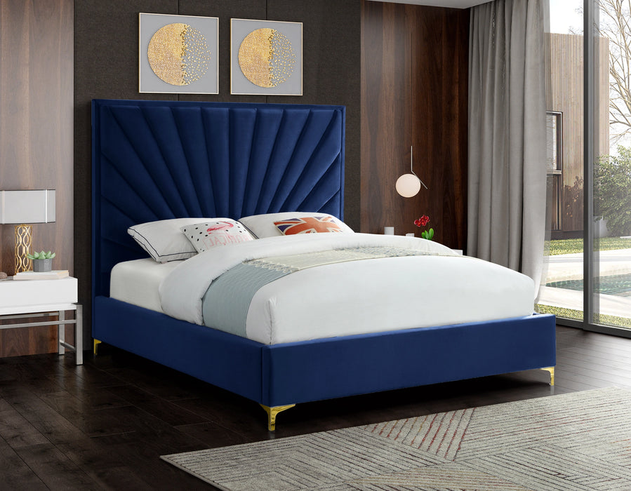 Eclipse Navy Velvet Queen Bed