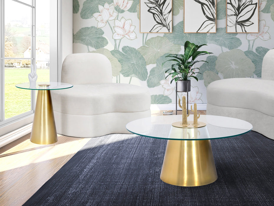 Glassimo Brushed Gold End Table