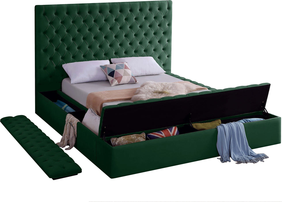 Bliss Green Velvet Queen Bed (3 Boxes)