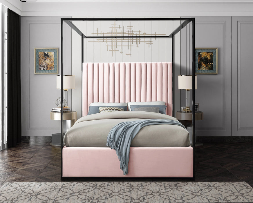 Jax Pink Velvet Queen Bed