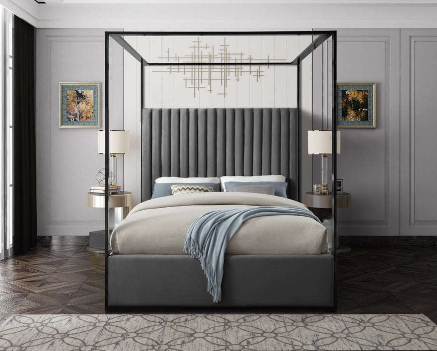 Jax Grey Velvet Queen Bed