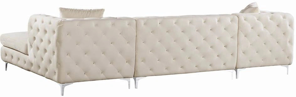 Gail Cream Velvet 3pc. Sectional