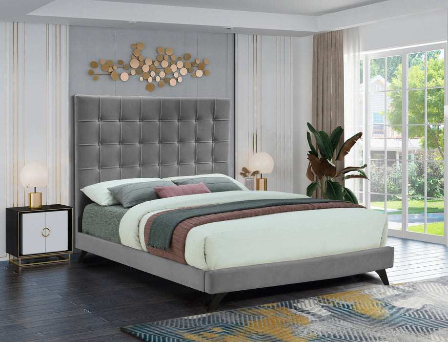 Elly Grey Velvet Full Bed
