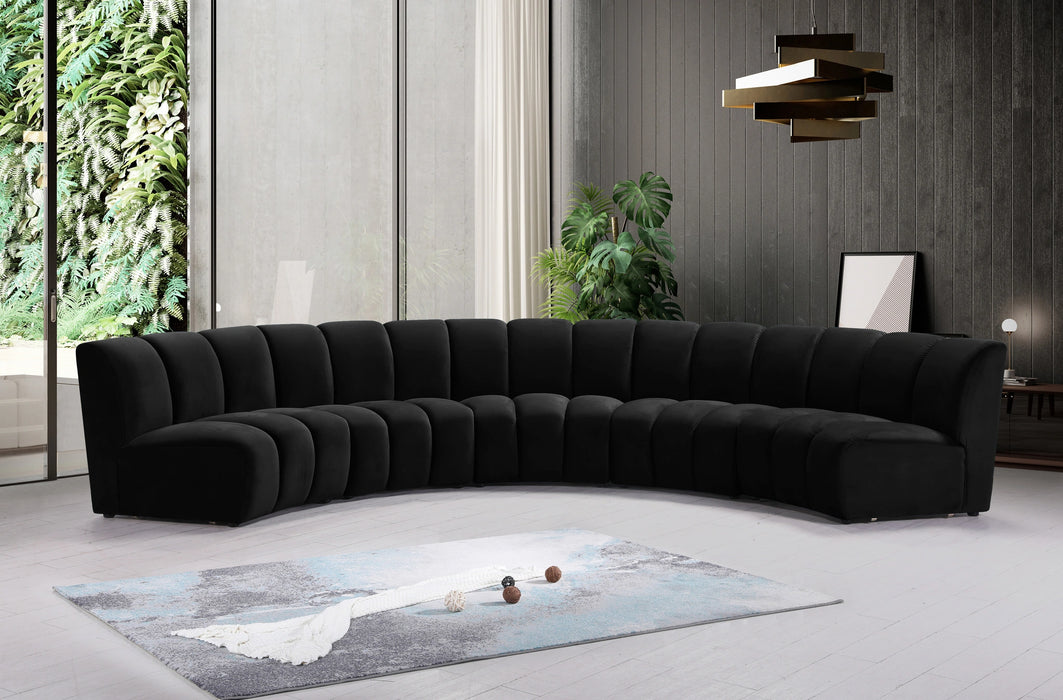 Infinity Black Velvet 5pc. Modular Sectional