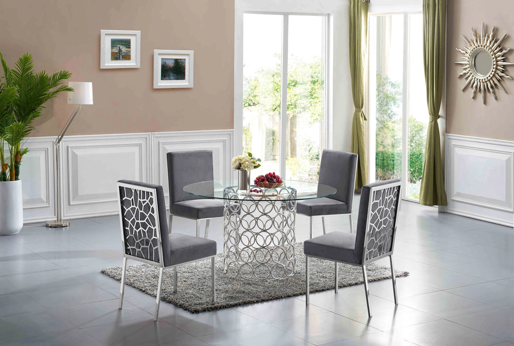Opal Grey Velvet Dining Chair