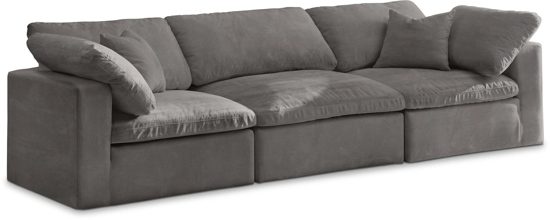 Cozy Grey Velvet Cloud Modular Sofa