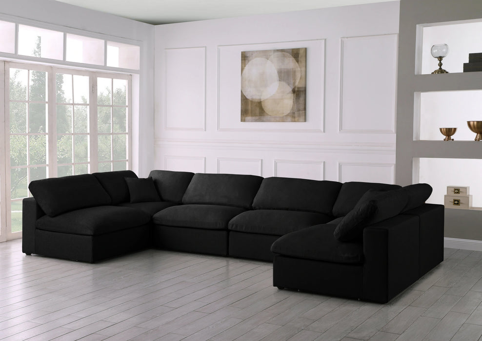 Serene Black Linen Fabric Deluxe Cloud Modular Sectional