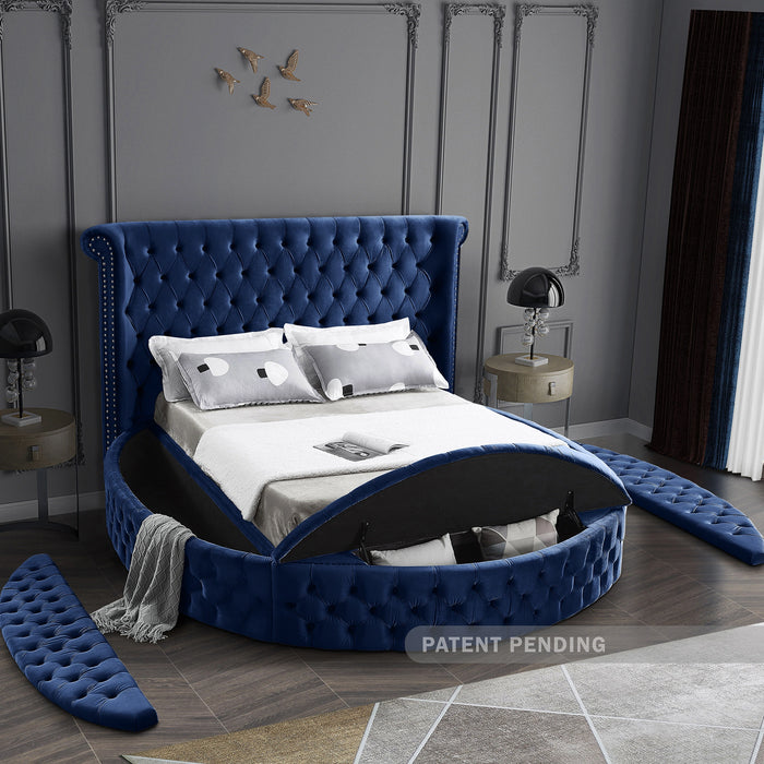 Luxus Navy Velvet Full Bed (3 Boxes)
