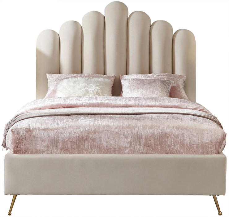 Lily Cream Velvet Full Bed