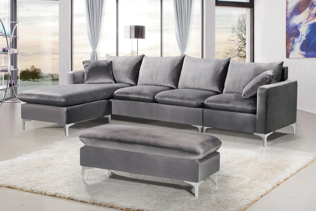Naomi Grey Velvet 2pc. Reversible Sectional