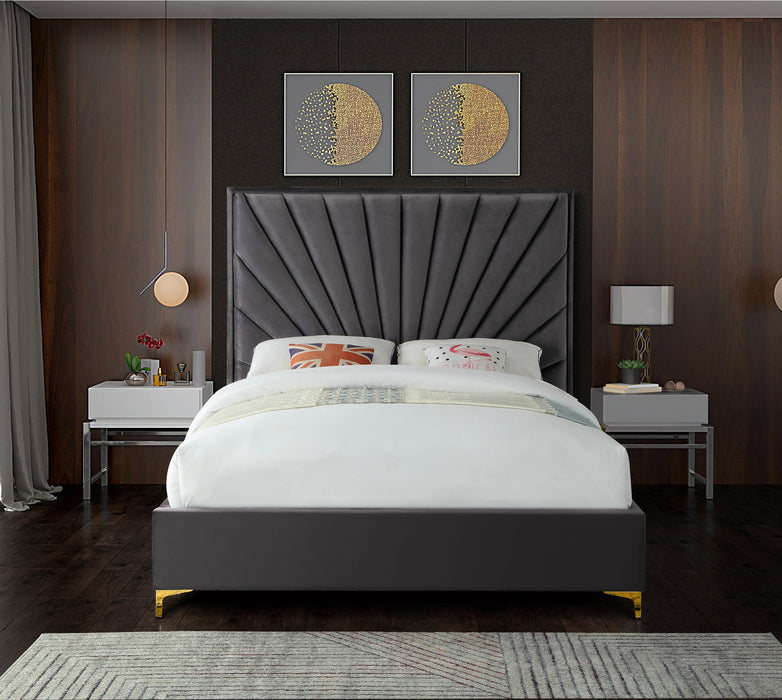 Eclipse Grey Velvet Full Bed