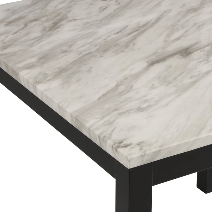 Celeste 5Pc 42" Marble Finish Counter Table & 4 Chairs-Black