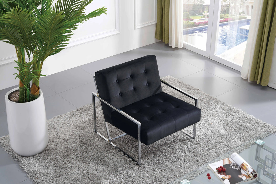 Alexis Black Velvet Accent Chair