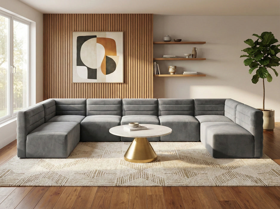 Quincy Grey Velvet Modular Sectional