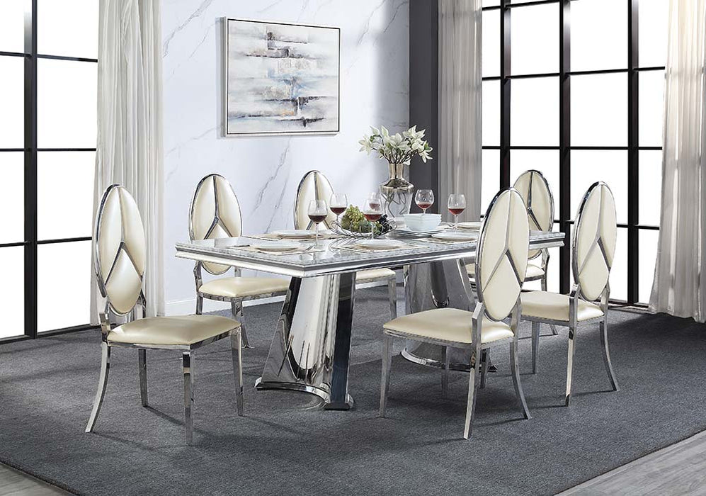 Dining Table w/Marble Top & Pedestal Base