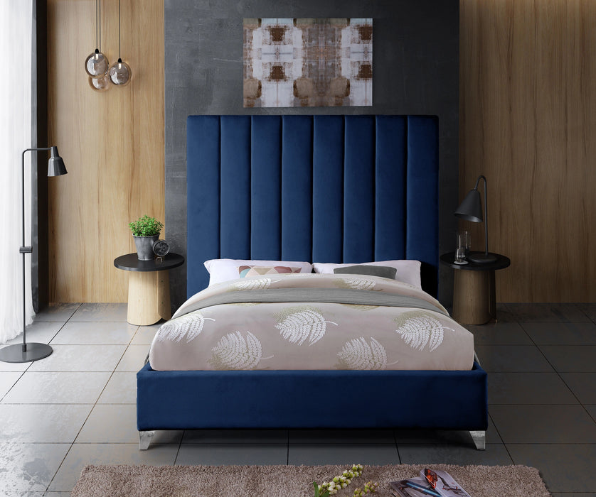 Via Navy Velvet Full Bed