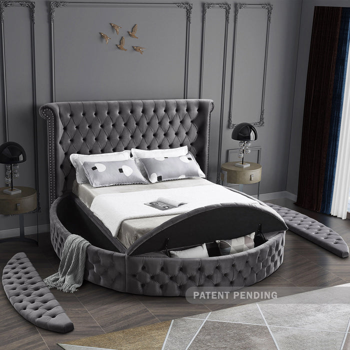 Luxus Grey Velvet Full Bed (3 Boxes)
