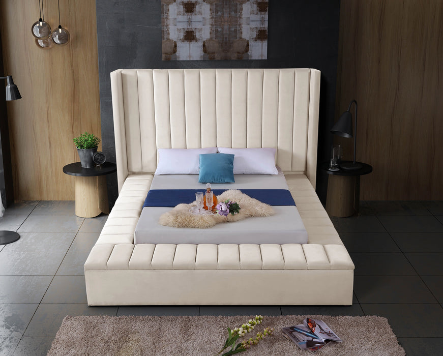 Kiki Cream Velvet Full Bed (3 Boxes)