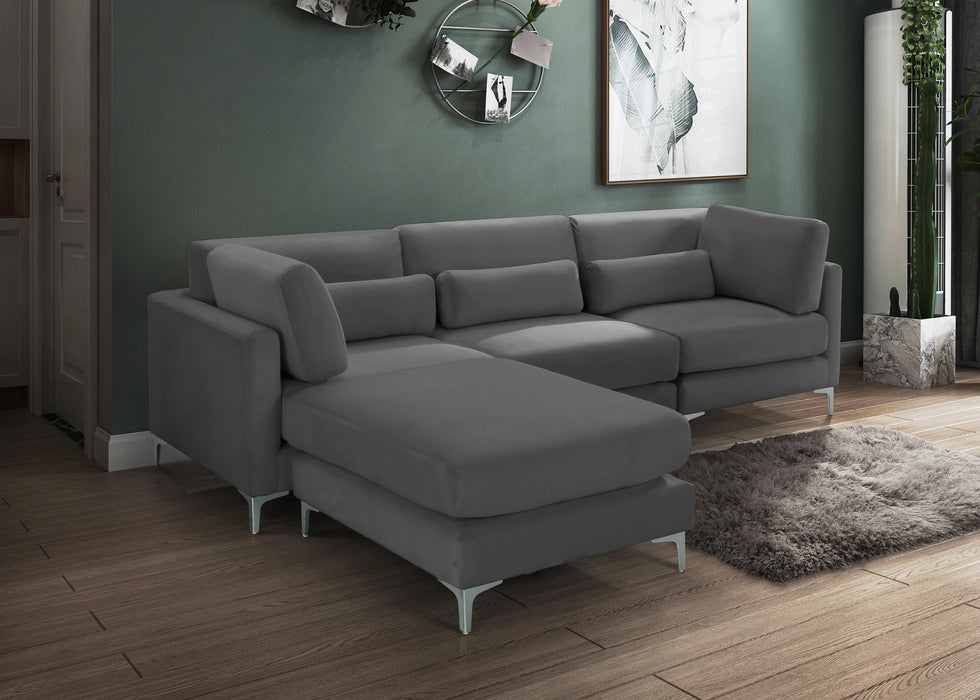 Julia Grey Velvet Modular Sectional (4 Boxes)