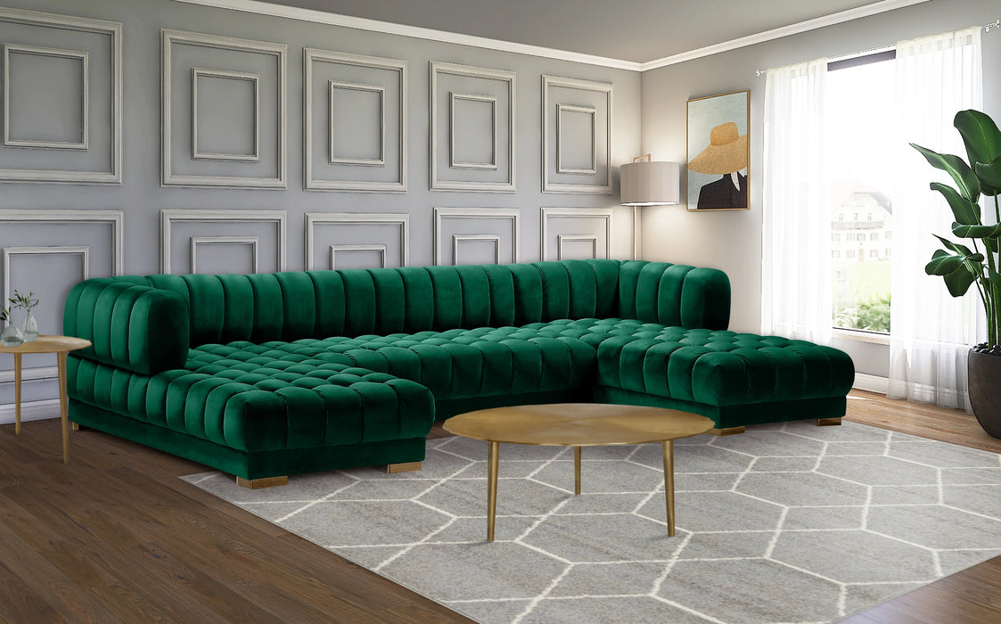 Gwen Green Velvet 3pc. Sectional (3 Boxes)