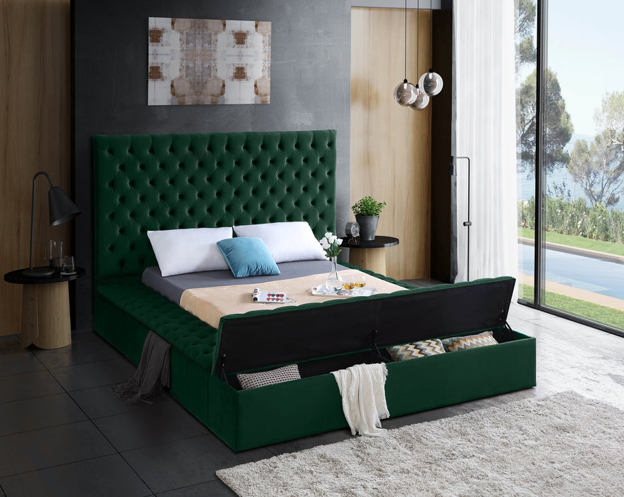 Bliss Green Velvet Full Bed (3 Boxes)