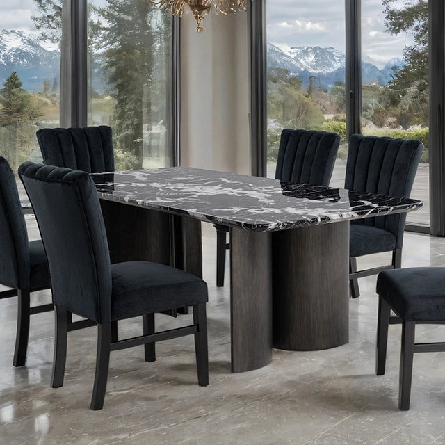 Selsey Dining Table, Black Stone Top
