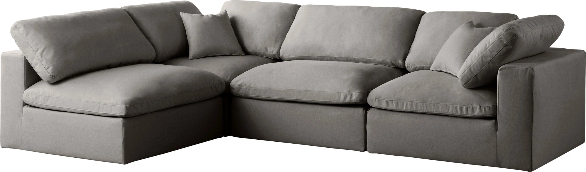 Plush Grey Velvet Standard Cloud Modular Sectional