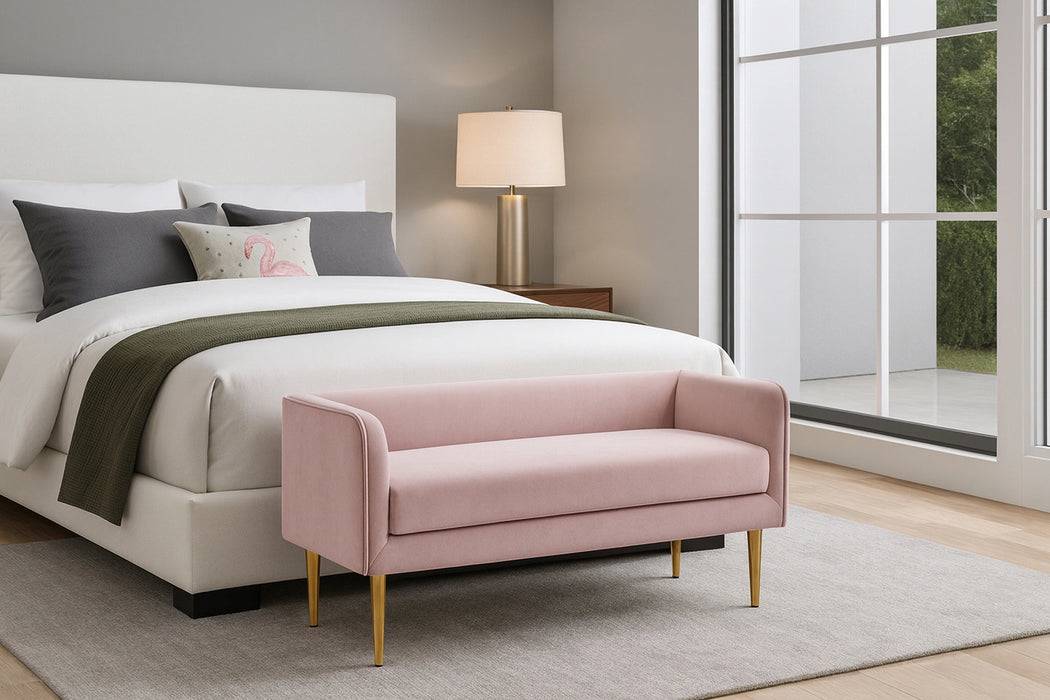Audrey Pink Velvet Bench