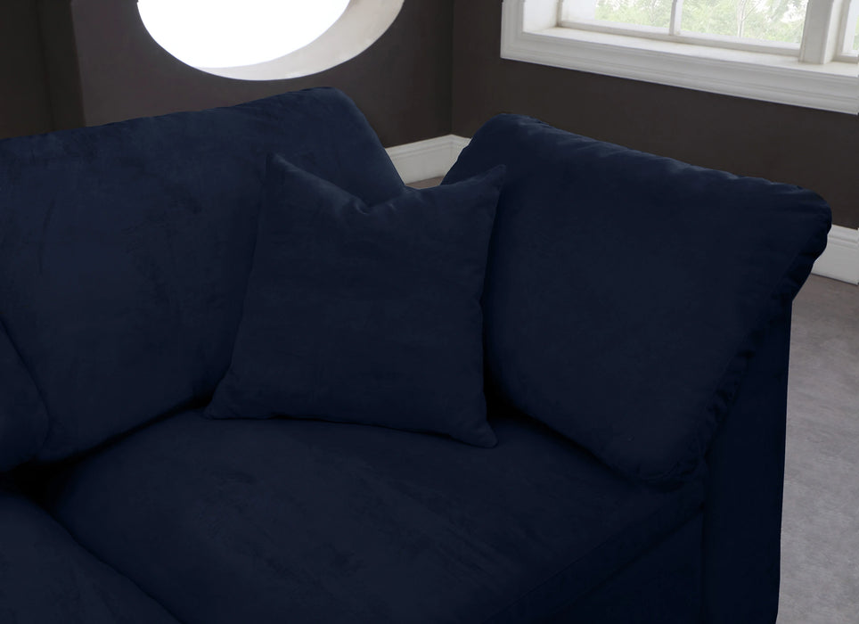 Cozy Navy Velvet Cloud Modular Sofa