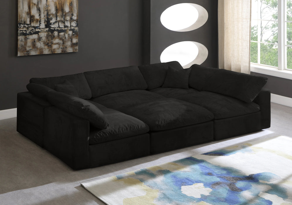 Cozy Black Velvet Cloud Modular Sectional