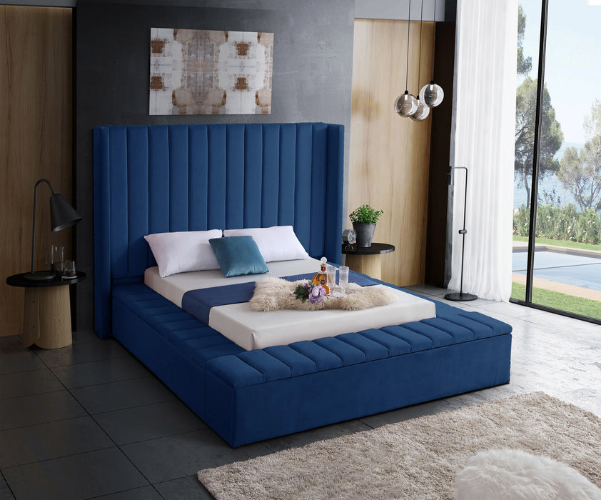 Kiki Navy Velvet Full Bed (3 Boxes)