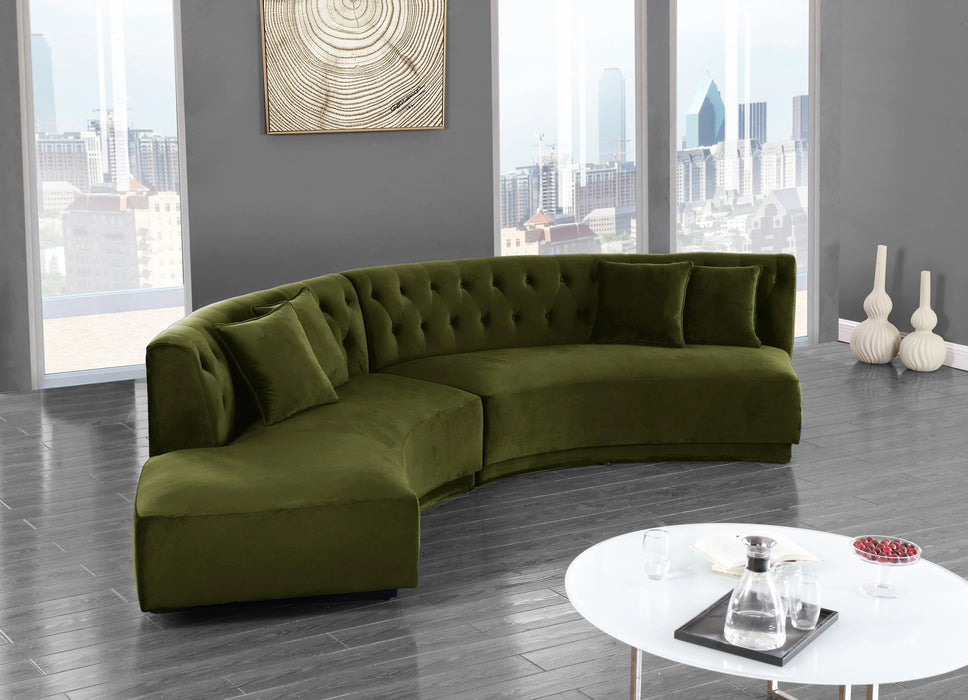 Kenzi Olive Velvet 2pc. Sectional