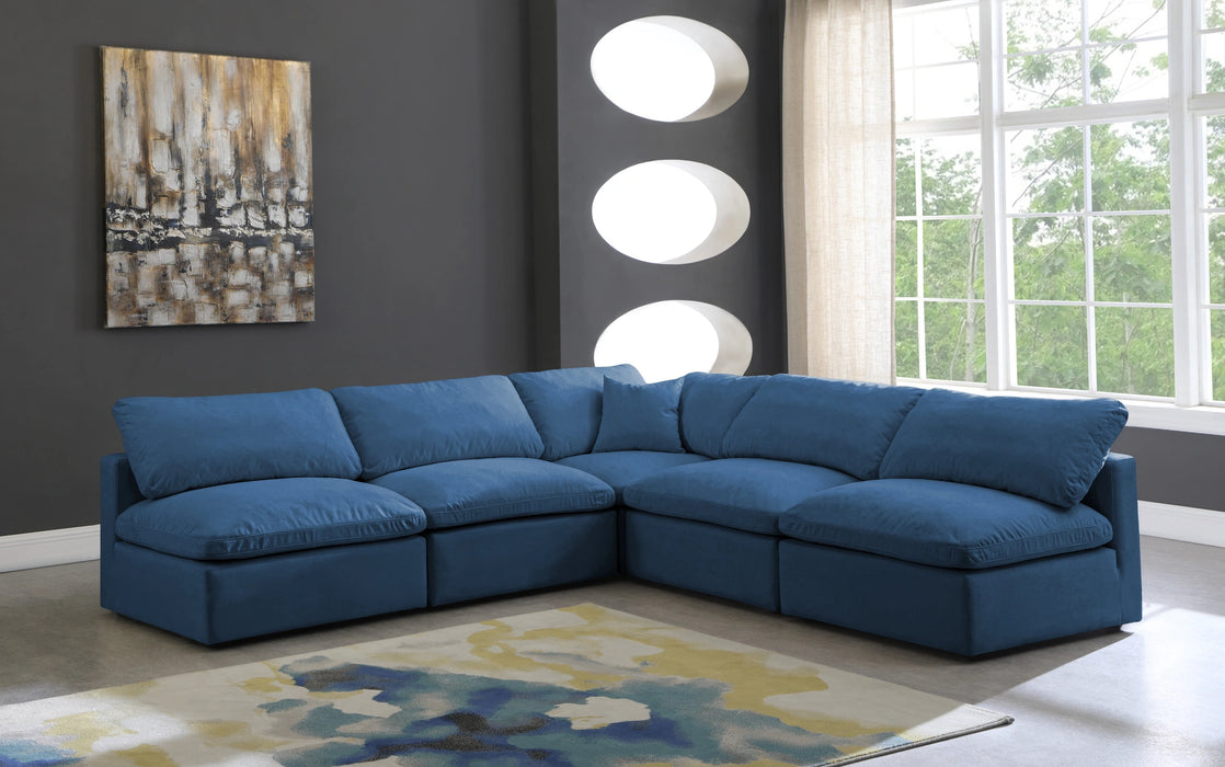Plush Navy Velvet Standard Cloud Modular Sectional