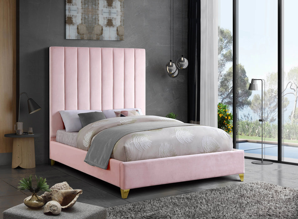 Via Pink Velvet Full Bed