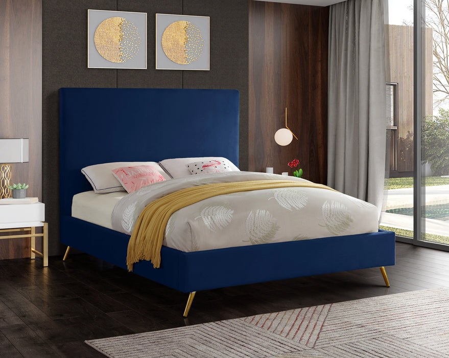 Jasmine Navy Velvet Full Bed