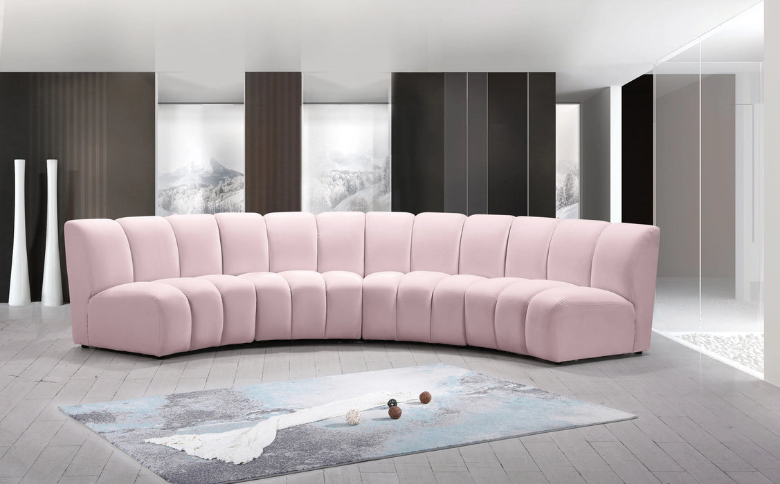 Infinity Pink Velvet 4pc. Modular Sectional