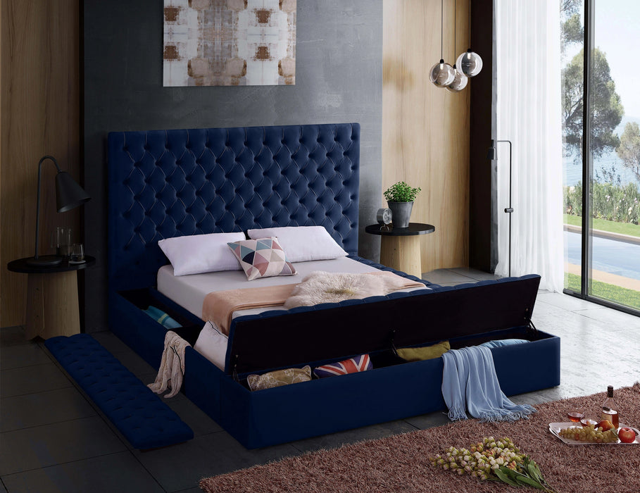 Bliss Navy Velvet King Bed (3 Boxes)