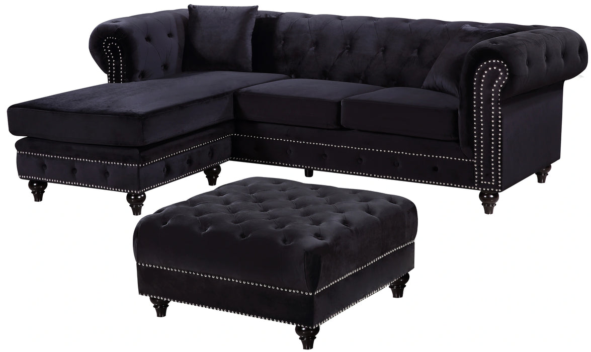 Sabrina Black Velvet 2pc. Reversible Sectional