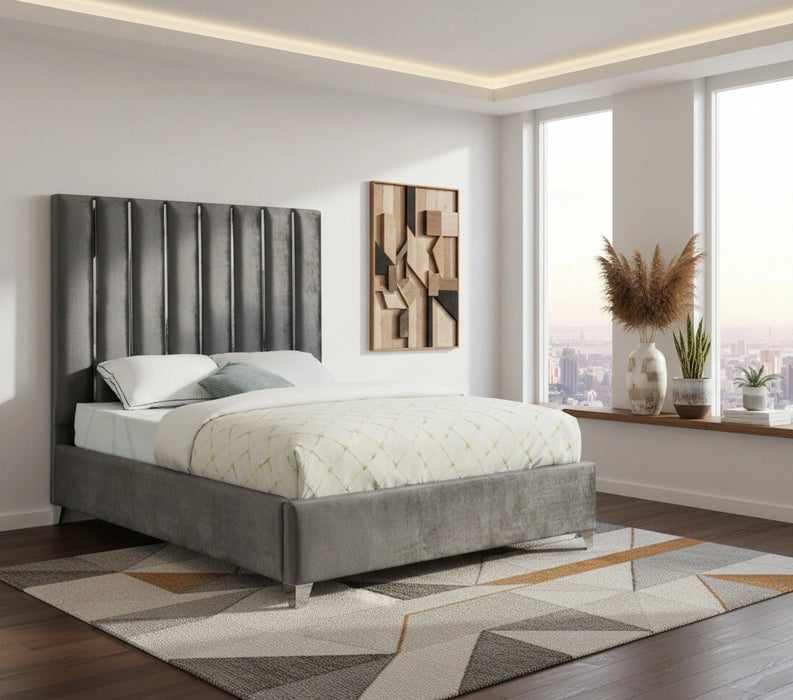 Enzo Grey Velvet Full Bed