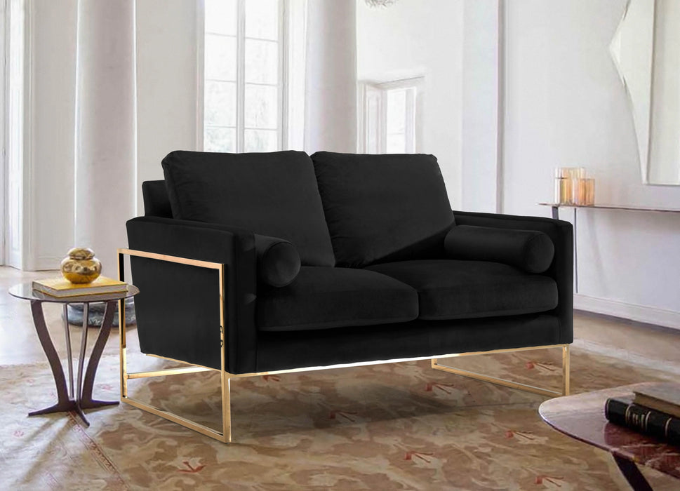 Mila Black Velvet Loveseat